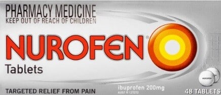 이부프로펜 복용법 글의 Nurofen 200mg 정제 상자 예시